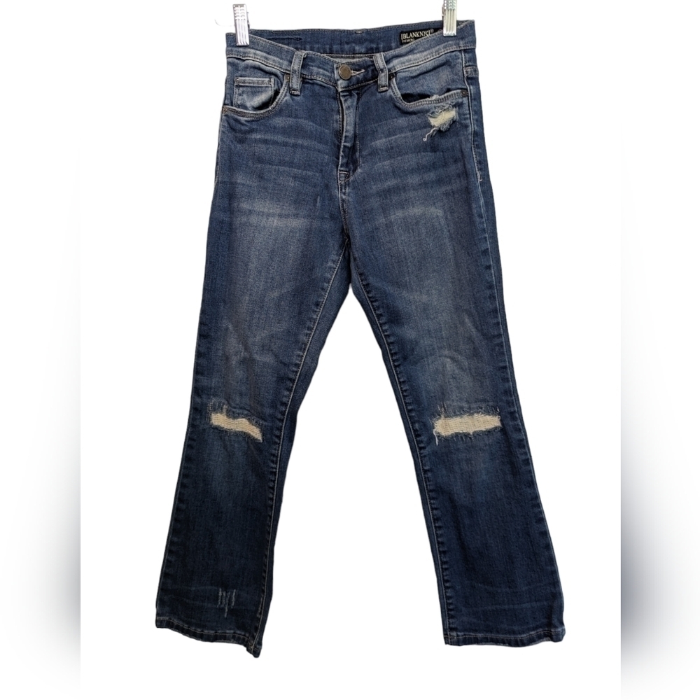 Blank NYC Distressed Straight Leg Jeans Women’s Size 26 Dark Wash Mid Rise